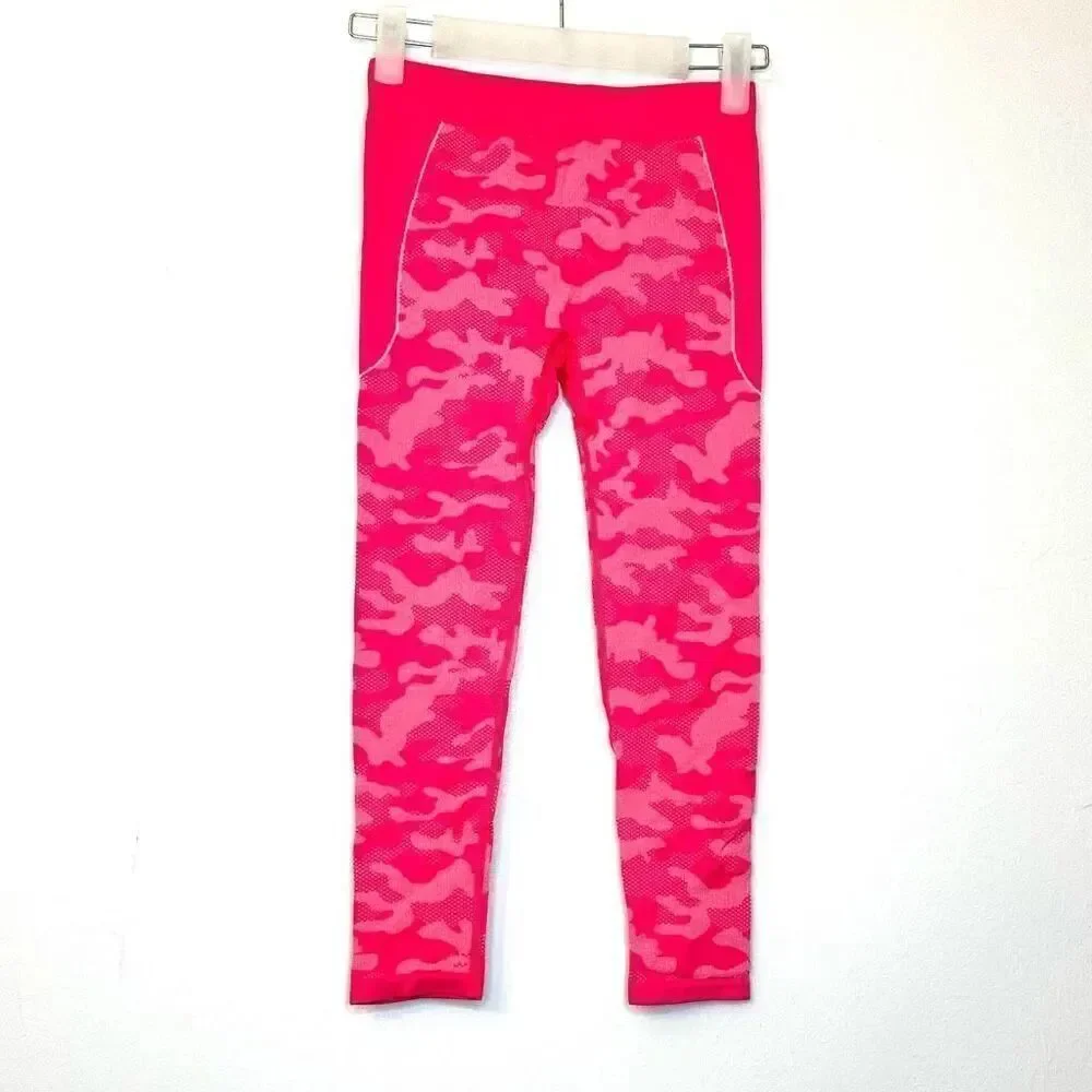 Slalom Camo Girls Midweight Performance Base Layer Pull-on Bottom Pink Medium/8